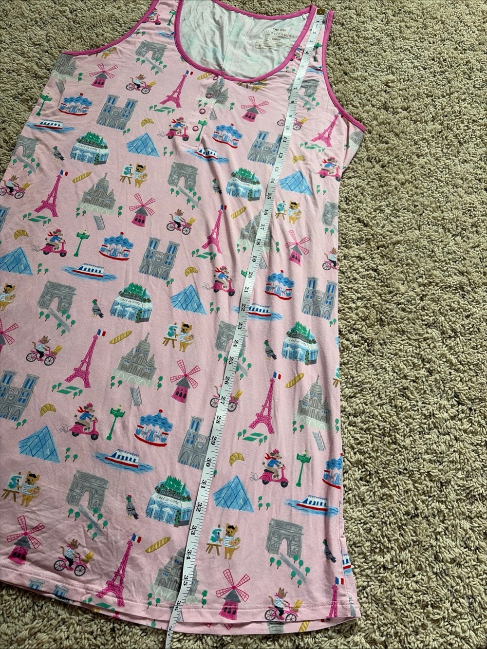 Little Sleepies Paris Pink Nightgown Women’s Size Large Bamboo Sleep Dress Soft - Picture 6 of 7